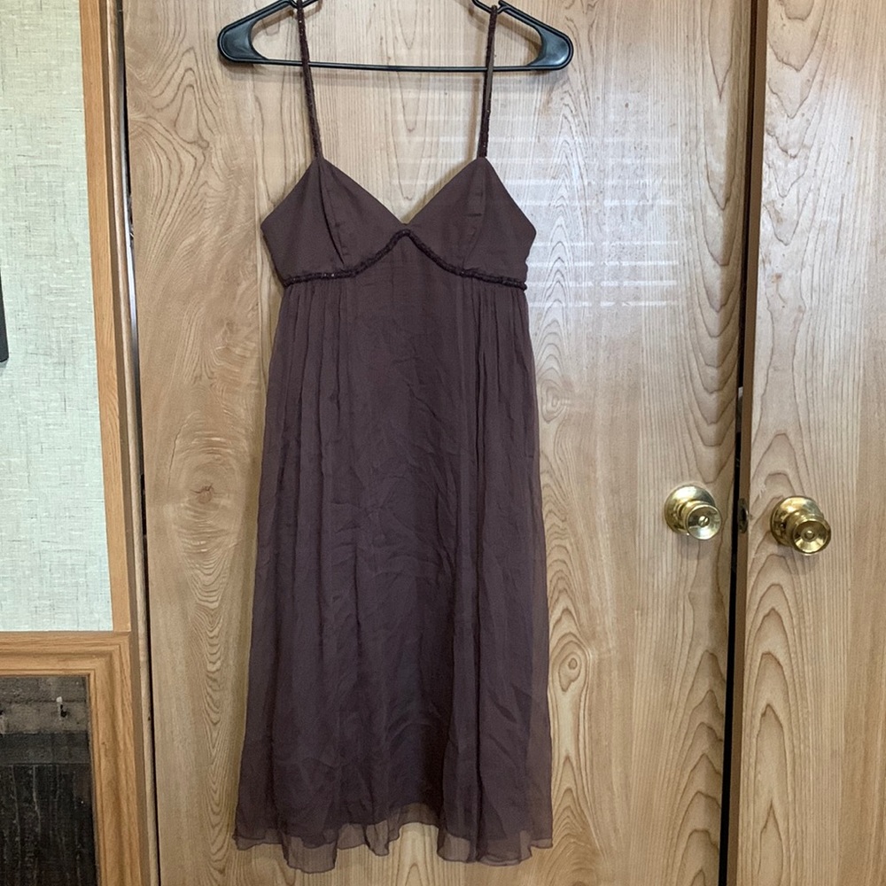 Zadig & Voltaire XSmall Brown dress, beaded accents on straps, and under bust